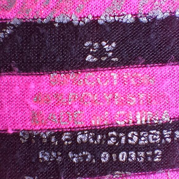 Just Love Hot Pink & Black striped T-shirt Dress 2X repaired comfy retro 90s - Picture 15 of 16